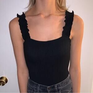 Francesca's Dina Be Black Ruffle Bodysuit S witch witchycore #Wednesday